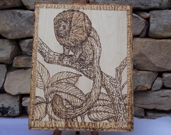 Monkey In Jungle Woodburning Pyrography