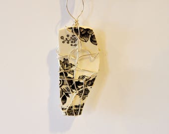 Broken Plate Pendant, Silver Wire Wrapped China
