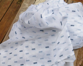 Fabric sheer silky nylon white slate grey and light grey geometric design large material supply 58 x 170