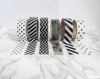 black and white washi tape samples