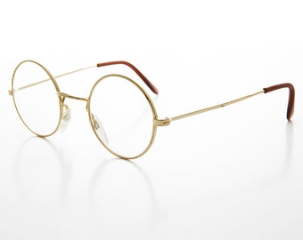 Gold Round John Lennon Frame with Clear Lens Deadstock - YALE