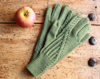 Merino wool gloves - olive green