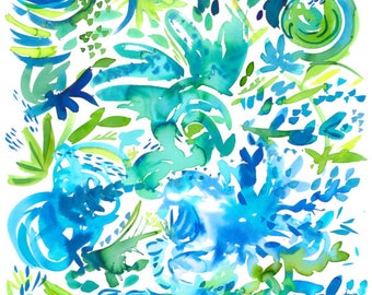 Blue and Green Abstract Print