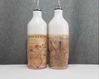 IN STOCK** Handmade Ceramic olive oil cruet, pottery oil bottle, oil and vinegar ceramic bottle, White