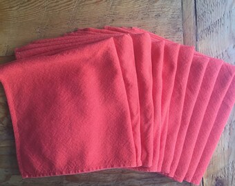 Vintage Cotton Napkins, Orange, set of 10