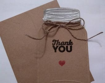 Kraft Mason Jar Thank You Notes 10 pcs.