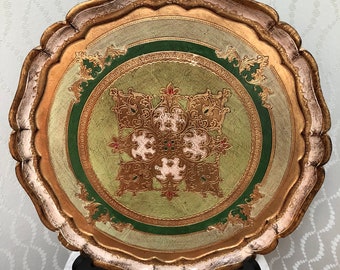 Lovely Vintage Florentine Italian Scalloped Tray