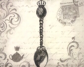 Napkin Royal spoon - black and white