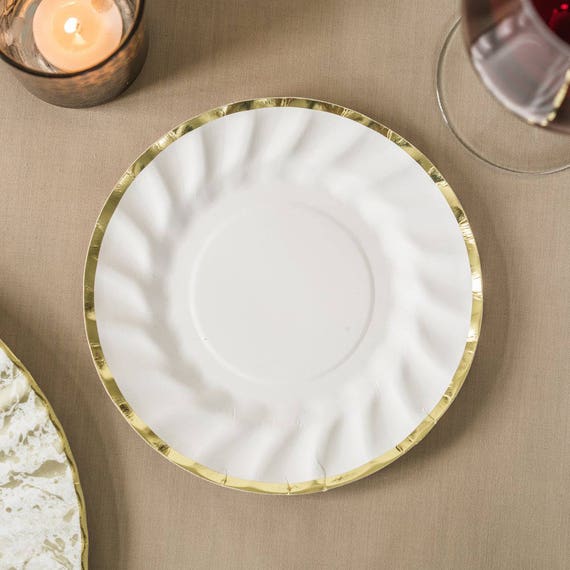 white gold paper plates