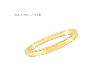 Solid 22k Gold 21g Width 5mm Shiny Sizable Fine Gold Bracelet Thick 3mm Borders Bangle Ancient Rome Hammered Women Men by Ella Kripaka