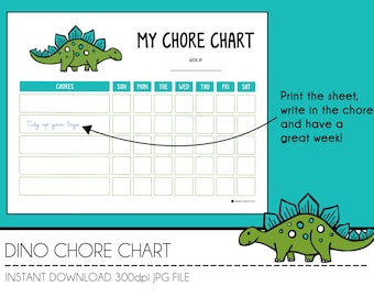Instant Download Chore Chart - Dino