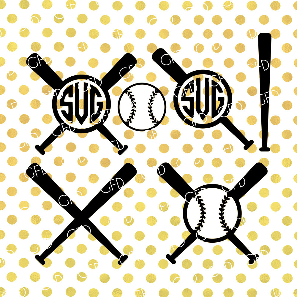 Baseball Monogram Frame SVG Baseball Clipart Baseball Bats