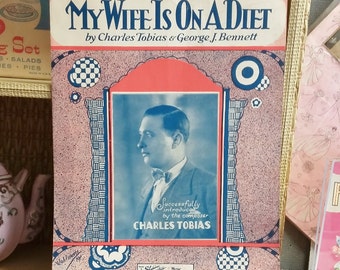Vintage Sheet Music 1929 My Wife is On a Diet 20's Collectible Novelty Song Music Paper Ephemera Kitsch