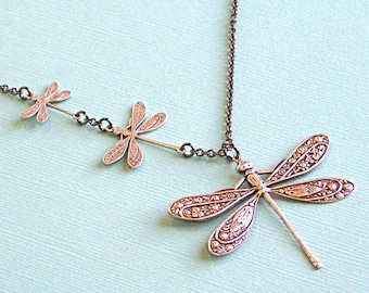 Silver Dragonfly Jewelry - Dragonfly Necklace, Nature Jewelry