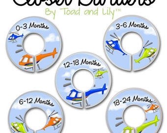 CLOSET DIVIDERS Boys Helicopter Bedroom and Baby Nursery Art Decor CD0038