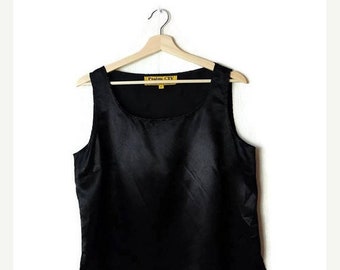 ON SALE Vintage Plain Black Slouchy Tank top from 80's/Minimalist*