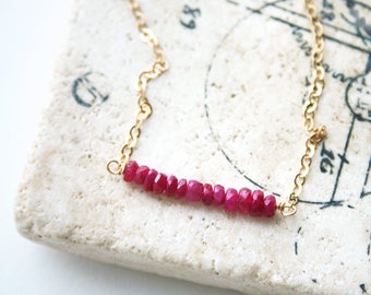 Ruby Necklace, July Birthstone, Ruby Jewelry, Birthstone Necklace