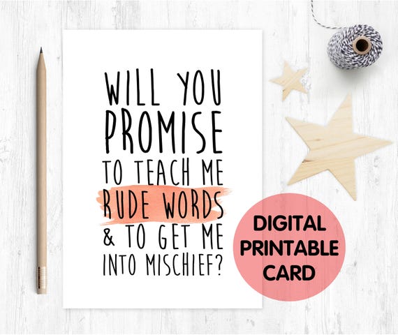 funny godfather card, will you be my godfather, funny godmother card, funny godmother card, teach me rude words and get into mischief