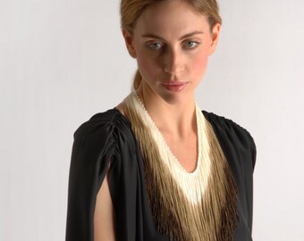 Fringe Statement Necklace, Long Fringe Necklace, Ombre Fringe Necklace, Elegant Necklace, Green Necklace