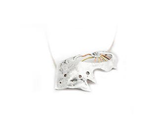 Pendant - Sterling silver, Bronze and Copper - One of a kind.