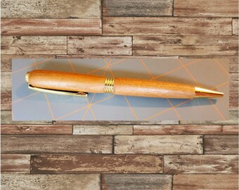 Hand Turned Cherry and Gold Pen