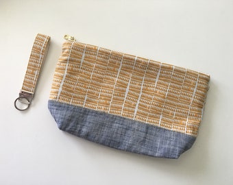 Oversized Flat Bottom Zip Pouch with matching key fob