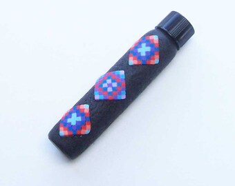 Amish Quilt Inspired Needlecase, Black Jewel Tones, Needle Holder, Mothers Day For Wife Aunt Sister, Beading Notion