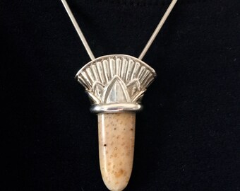 Yellow Agate & Sterling Silver Necklace - Artist Signed
