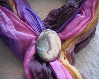 Jewelry brooch, plum scarf multicolor, brooch, unique piece