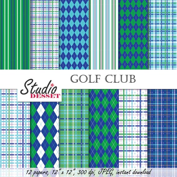 Golf Printable Papers 12 designs Golfer Digital Paper for