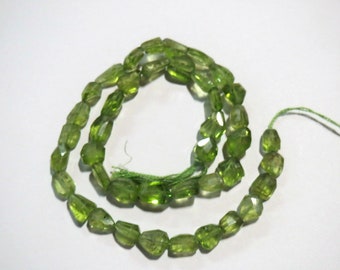 RARE Natural Green Peridot Faceted Nugget tumble beads Semi precious stone Gemstone Strand 13" loose Healing Crystals Jewelry craft Supplies
