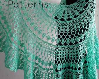 Crochet shawl pattern, lace shawl crochet pattern, crochet crescent shawl, semicircle shawl pattern, Tiffany shawl, pattern no. 117