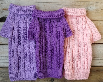 Hand knit Dog Sweater-Dog Coat-Dog Costume-Dog Clothes-Dog fashion-Small Dog Sweater - Size Small