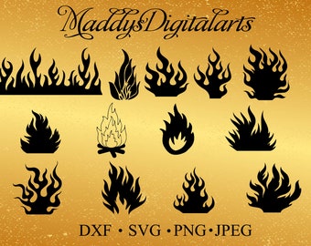Fire SVG Files - Fire Clipart - Flames Cricut Files - Fire Dxf Files - Fire Cut Files - Fire Png - Flames Silhouette - Svg, Dxf, Png
