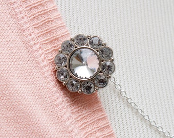 Rhinestone Sweater Clip - Jewel Sweater Guard, Gem Cardigan Clip, Cardigan Guard, Sweater Chain, Collar Clip