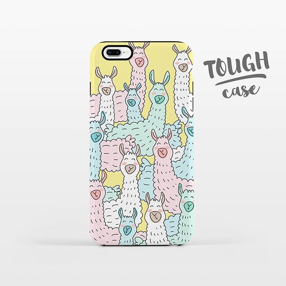 Llama iPhone Case iPhone 8 Plus Case iPhone X Case iPhone 7 Case iPhone 8 Case iPhone 6 Plus Case 6s 5s 5c 5 4 Alpaca Pastel Colorful TOUGH