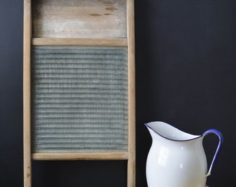Vintage Wood & Glass Large Washboard | Farmhouse Style