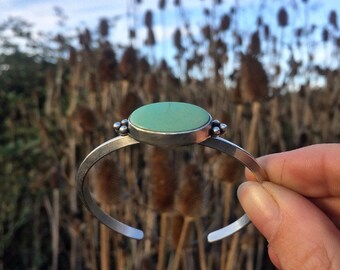 Elsa turquoise cuff. Sterling silver. Handcrafted.