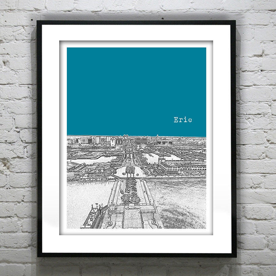Erie PA Poster Print Art Pennsylvania PA Skyline Version 2