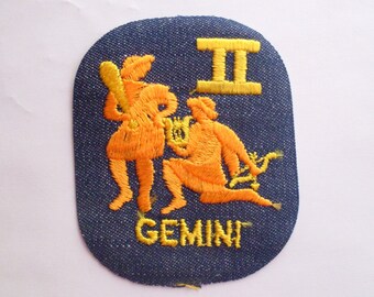 Gemini Zodiac Sign Retro Vintage 1970's Sewing Patch Applique