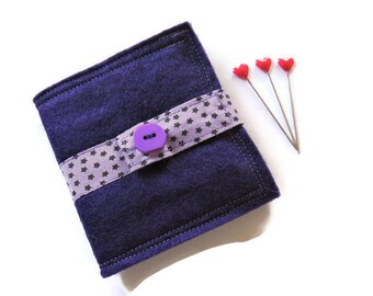 Needle Book - Purple Felt Needle Case - Felt Needle Case - Sewing Needle Case - Hand Sewing Needle Case - Needle Book