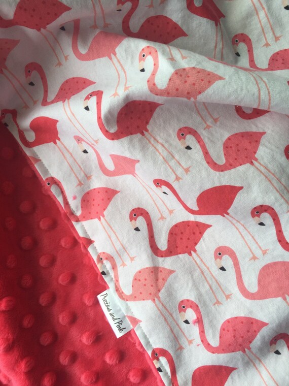 Flamingo Baby Blanket Baby Girl Minky Blanket Baby Girl