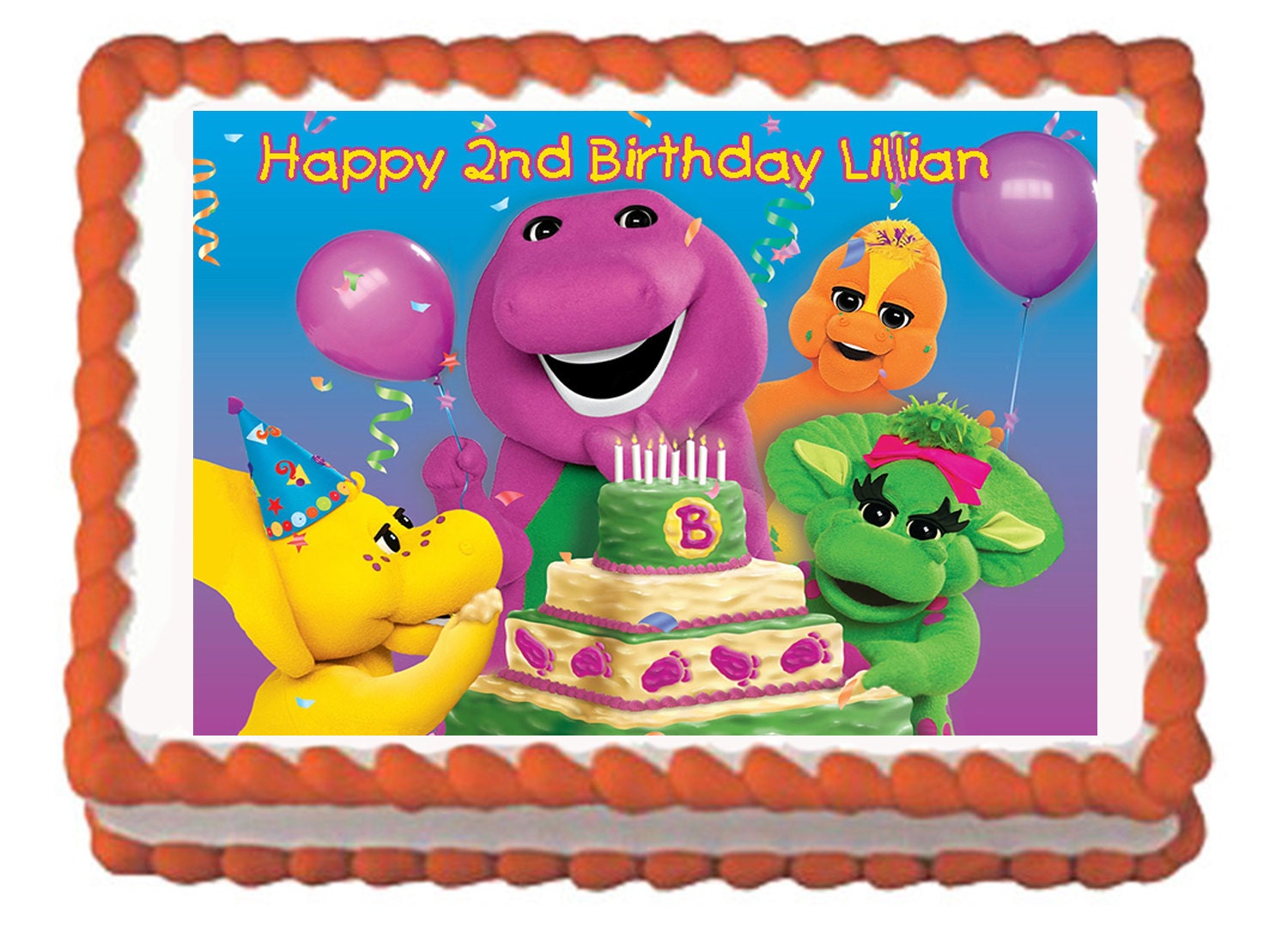 Barney Birthday Cake Topper with FREE Personalization
