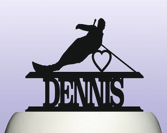 Personalised Acrylic Water Skiing Birthday Keepsake Cake Topper Decoration