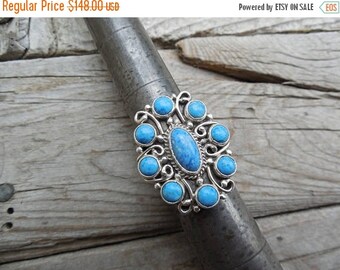 ON SALE Blue Denim lapis ring handmade and signed in sterling silver, by Verde Jake, a Navajo silversmith