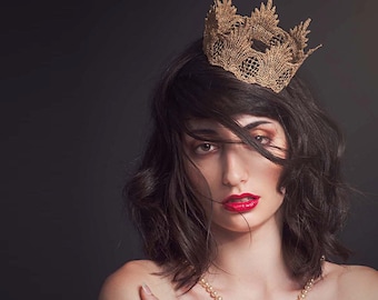 Gothic Gold Lace Crown -"Gothic Arch" - princess, queen, royal, costume crown,macabre