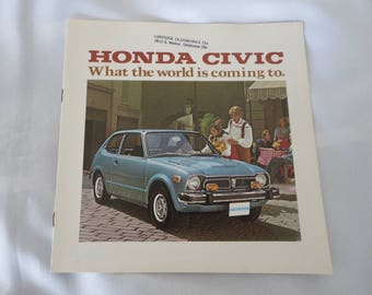 1975 Honda Civic Sales Brochure Catalog - Retro Vintage Car Advertising