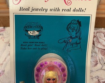 Liddle Kiddles 1967 Mattel Jewelry Kiddles Heart Pin Kiddle #3741 Never Removed From Package