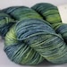 Hand Dyed DK Superwash Merino Yarn, Kiss the Frog Colorway, Green Superwash Merino DK Weight Yarn.