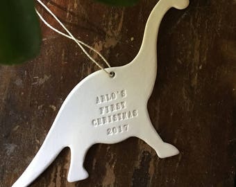 CUSTOM Dinosaur Ornament with Personalized Name or Words by Paloma's Nest brontosaurus, long necker